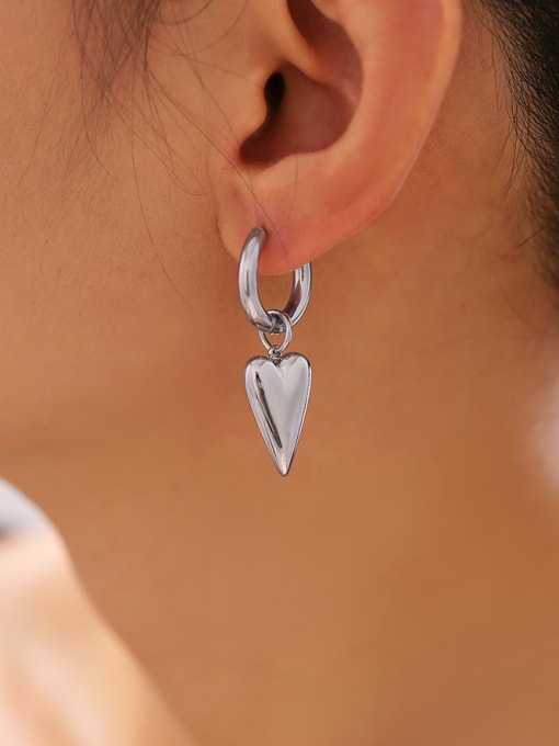 MAKA Titanium Steel Heart Minimalist Huggie Earring 1