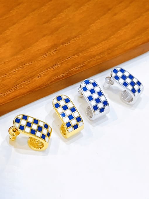 Clioro Brass Enamel Geometric Vintage Stud Earring 0