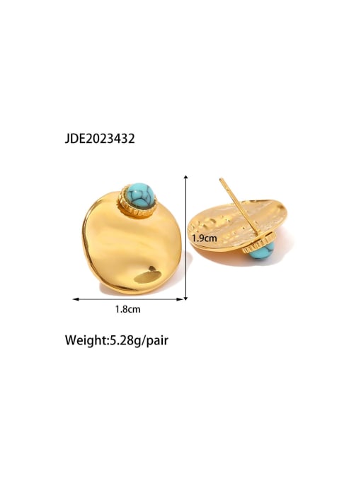 J&D Stainless steel Turquoise Geometric Trend Stud Earring 3