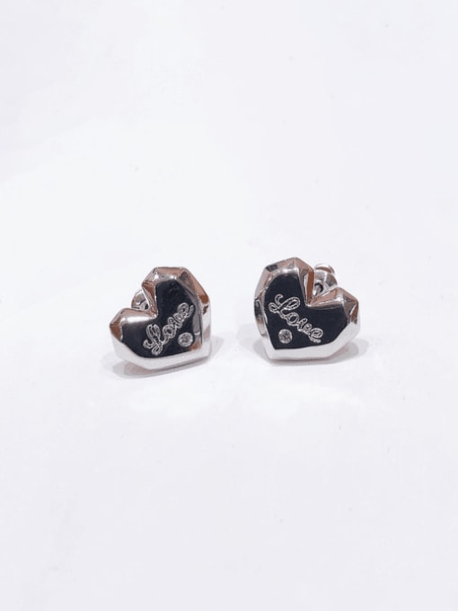 Clioro Brass Rhinestone Heart Vintage Stud Earring 3