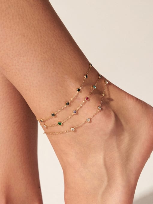 Clioro Geometric Dainty Stainless steel Cubic Zirconia Anklet 1