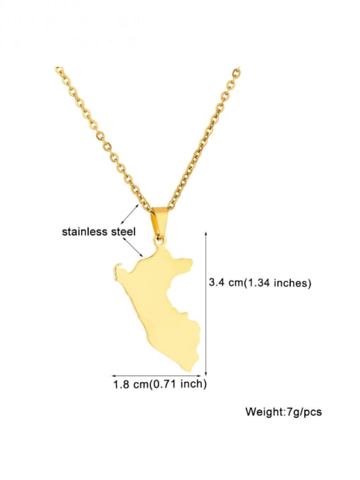 SONYA-Map Jewelry Stainless steel Irregular Hip Hop Hollow out map of Peru Pendant Necklace 3