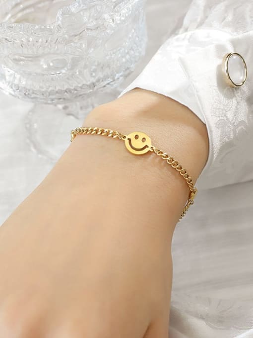Gold bracelet Titanium Steel Smiley Minimalist Link Bracelet