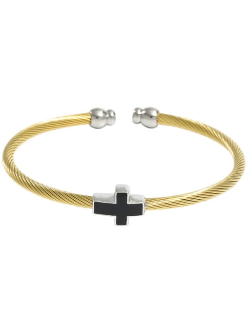 Style 1 (Perforated Cross) Stainless steel Enamel Cross Vintage Cuff Bangle
