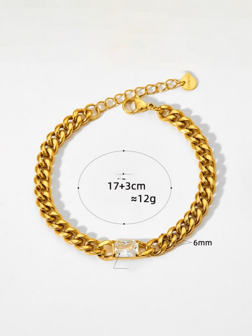 SAK861  14K golden +white Stainless steel Glass Stone Geometric  Chain Hip Hop Link Bracelet