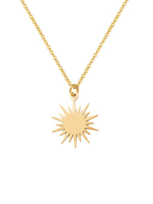 gold Six Pointed Sun Clavicle Titanium Steel Necklace