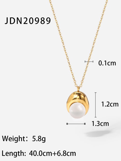 J&D Stainless steel Imitation Pearl Irregular Minimalist Necklace 2