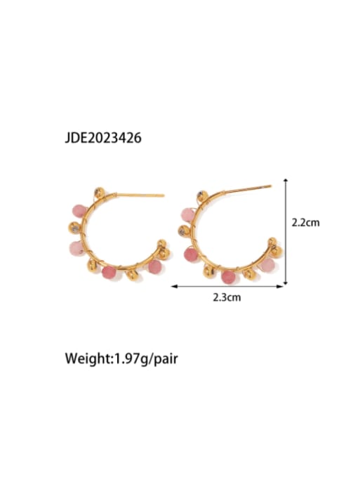 J&D Stainless steel Natural Stone Geometric Minimalist Stud Earring 2