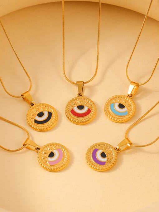 MAKA Titanium Steel Enamel Evil Eye Vintage Necklace 2