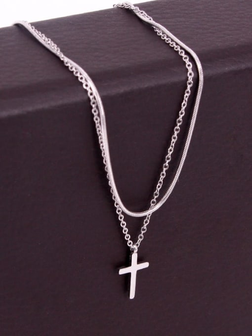 K.Love Titanium cross  Minimalist Multi Strand Necklace 3