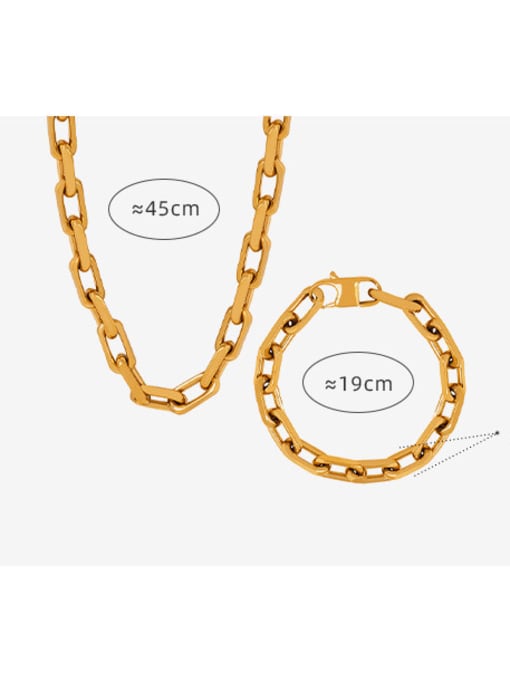 MAKA Titanium Steel Hip Hop Geometric Chain Bracelet and Necklace Set 1