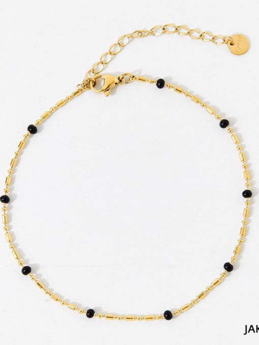 JAK349 ankle chain gold+dazzling black Stainless steel Irregular Minimalist Beaded Necklace