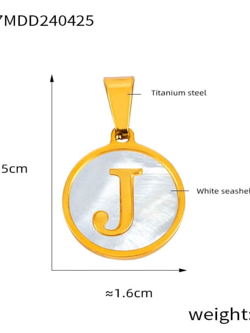 D77 Golden Letter J Pendant Titanium Steel Shell Minimalist Letter  Pendant