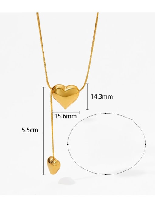 J&D Stainless steel Heart Trend Lariat Necklace 4