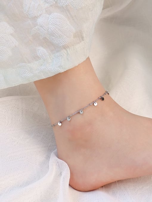 Steel color foot chain 20 +5cm Titanium 316L Stainless Steel  Minimalist Geometric  Anklet with e-coated waterproof
