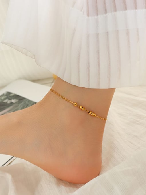 S092 gold six bead Anklet 20+ 5cm Titanium Steel Geometric Minimalist   Bead Anklet