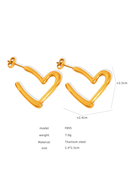 F895 Gold Earrings Titanium Steel Hollow Geometric Hip Hop Huggie Earring