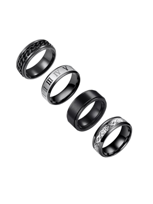 SM-Men's Jewelry Stainless steel Geometric Hip Hop Stackable Men'S Ring Set 0