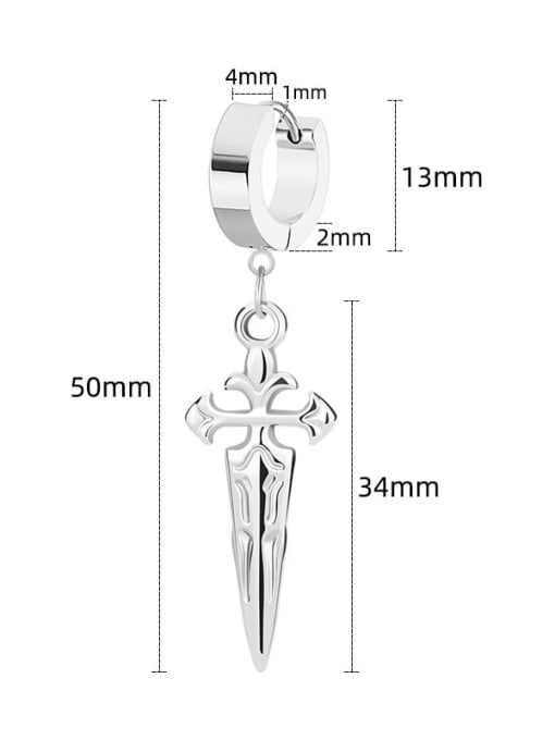 BELII Titanium Steel Cross Minimalist Single Earring 2