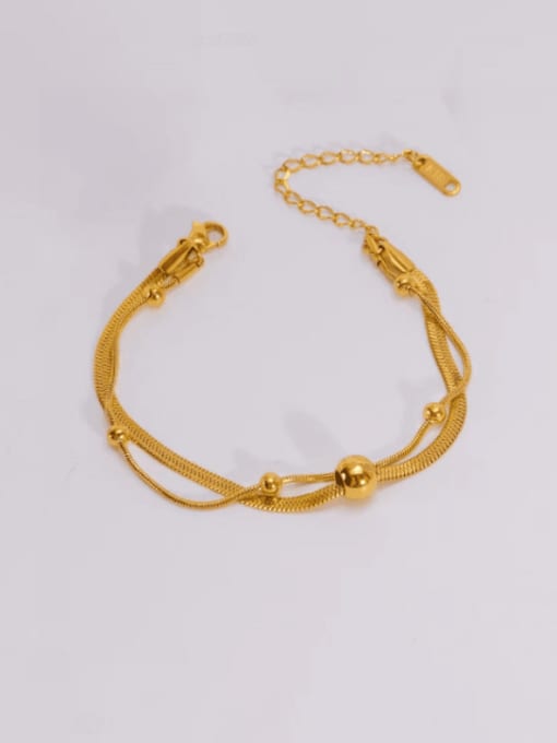 SL071 Double Gold Ball Bracelet Titanium Steel Irregular Minimalist Multi Strand Necklace
