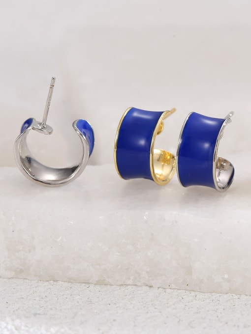 Clioro Brass Enamel Geometric Vintage Stud Earring 3