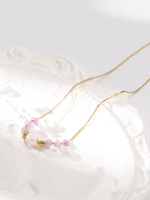 Sn22042601 light purple Stainless steel Freshwater Pearl Dainty Necklace