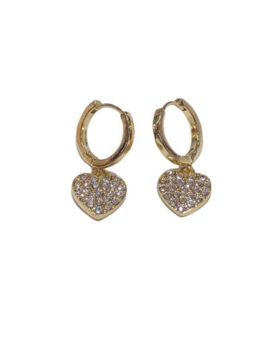 Clioro Brass Cubic Zirconia Heart Vintage Huggie Earring 0