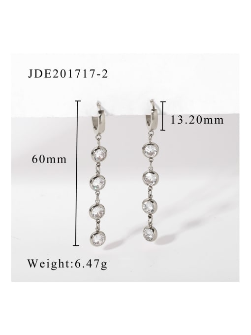 JDE201717 2 Stainless steel Cubic Zirconia Tassel Trend Threader Earring