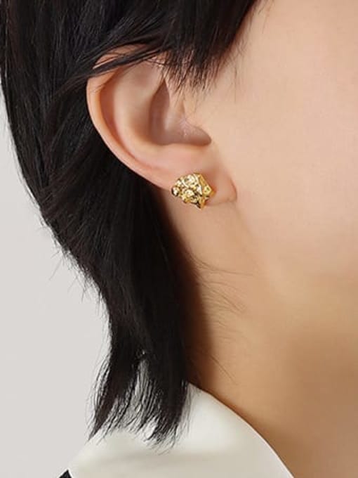 F046 Gold Earrings Titanium Steel Vintage Irregular Ring And Earring Set