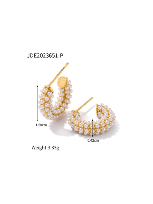 J&D Stainless steel Imitation Pearl Geometric Trend Stud Earring 2