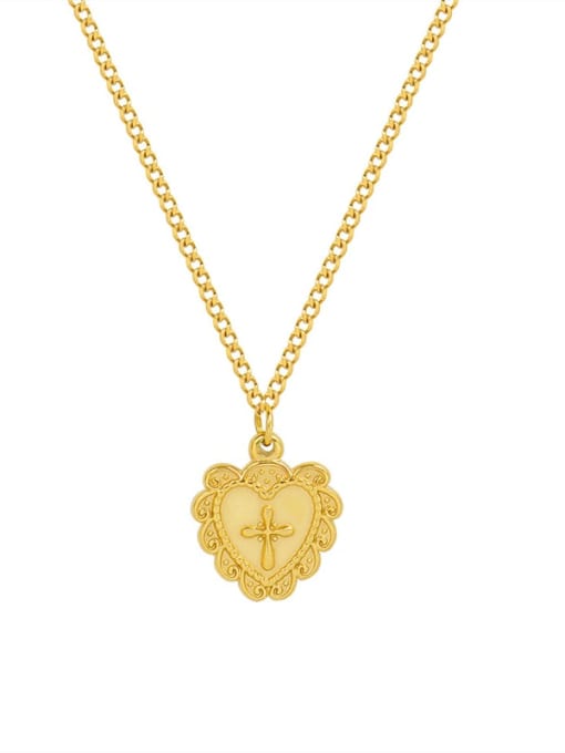 P028 gold necklace 40 5cm Titanium Steel Heart Minimalist Necklace