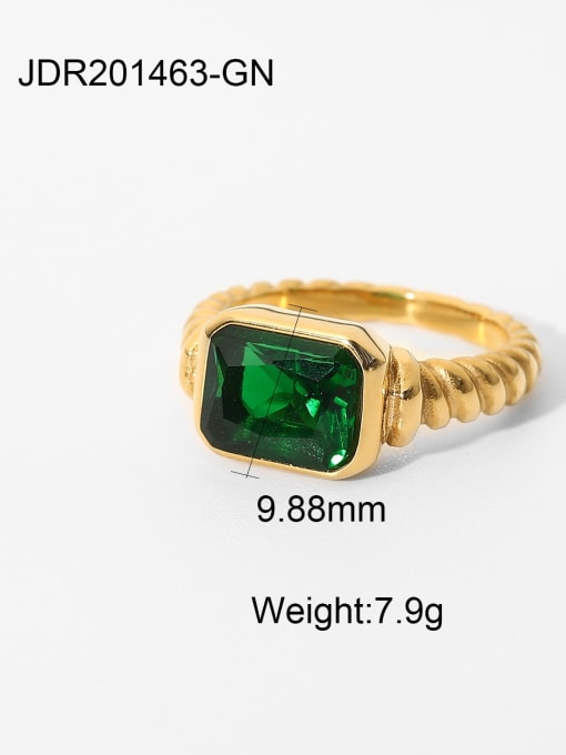 J&D Stainless steel Cubic Zirconia Green Geometric Vintage Band Ring 3