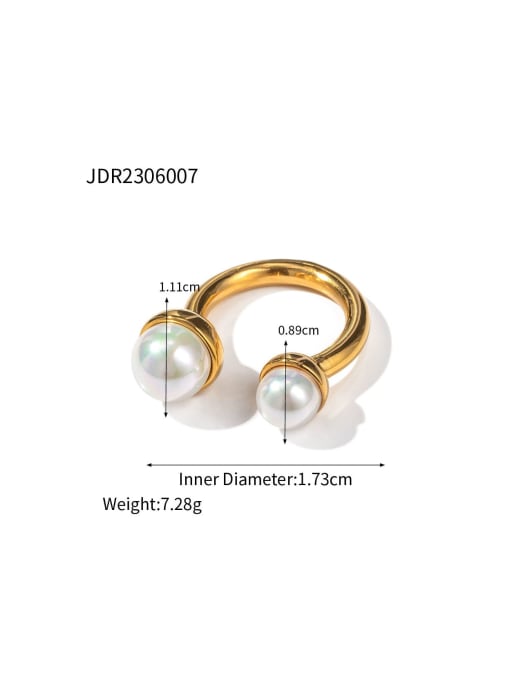 J&D Stainless steel Imitation Pearl Geometric Trend Band Ring 2