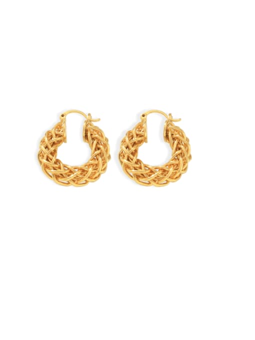 F1569 Golden Earrings Brass Geometric Hip Hop Huggie Earring