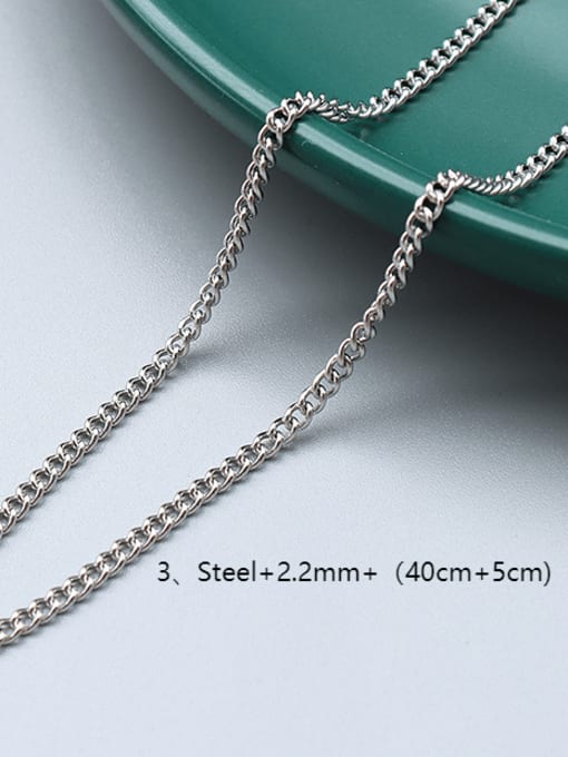 ③ Steel +2.2mm+(40cm+5cm) Titanium 316L Stainless Steel Minimalist  Chain with e-coated waterproof