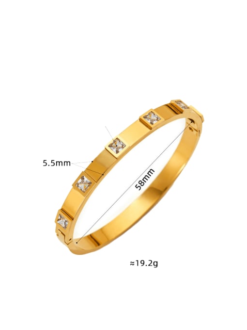 Clioro Stainless steel Cubic Zirconia Geometric Hip Hop Band Bangle 2