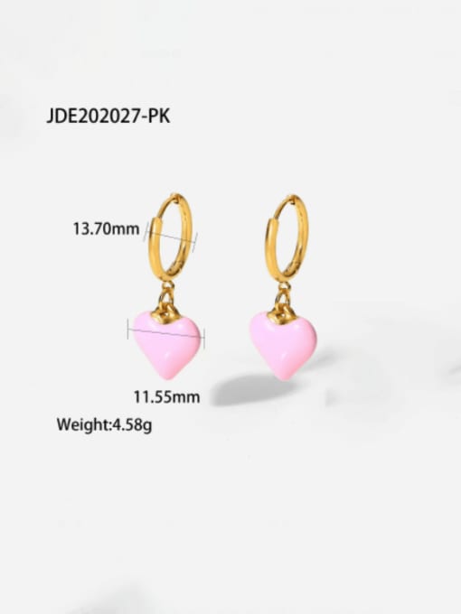 JDE202027 PK Stainless steel Enamel Heart Vintage Huggie Earring