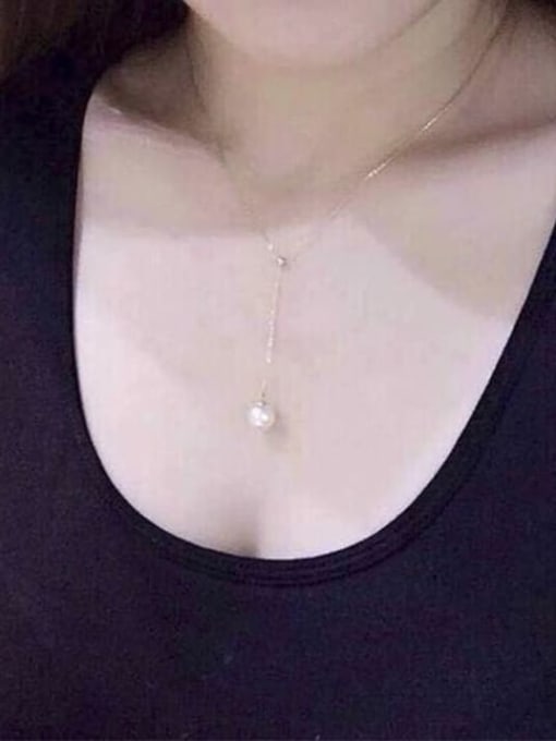 K.Love Titanium Imitation Pearl Round Minimalist Necklace 2