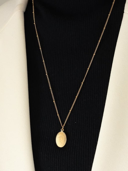 Gold necklace 60 +5cm Titanium Steel Geometric Trend Long Strand Necklace