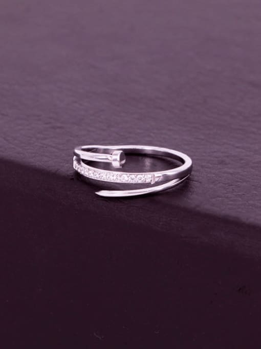 K.Love Titanium Steel Cubic Zirconia Irregular Minimalist Stackable Ring 1