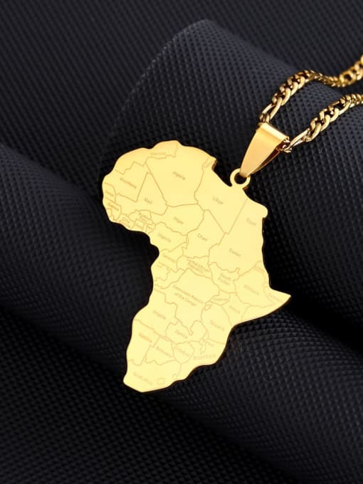 SONYA-Map Jewelry Titanium Steel Medallion Ethnic  Africa Nigeria Ghana Somalia Necklace 2