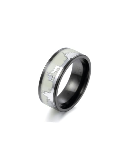SM-Men's Jewelry Titanium Steel Christmas gift elk glow-in-the-dark ring 0