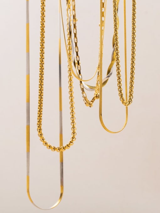 MeiDi-Jewelry Stainless steel Geometric Link Necklace 0
