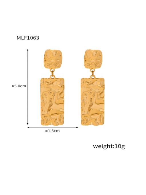 F1063 Gold Earrings Titanium Steel Geometric Hip Hop Drop Earring
