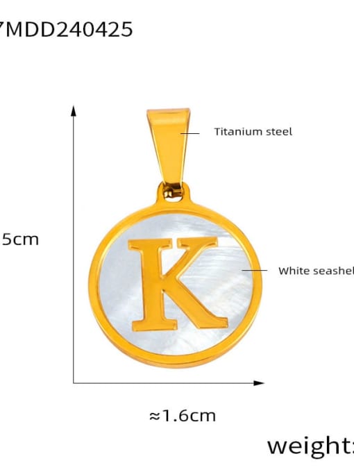 D77 Golden Letter K Pendant Titanium Steel Shell Minimalist Letter  Pendant