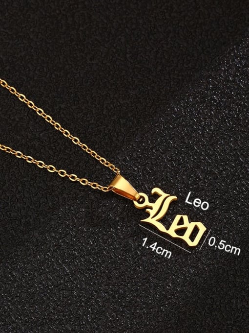 Golden Leo Stainless steel Constellation Hip Hop Necklace
