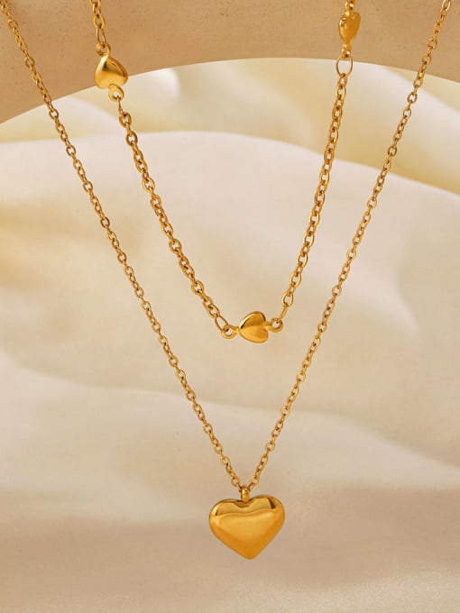 J$L  Steel Jewelry Stainless steel Heart Minimalist Multi Strand Necklace 3