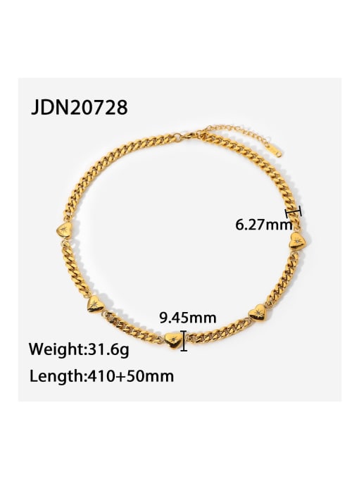 JDN20728 Stainless steel Cubic Zirconia Heart Hip Hop Cuban Necklace