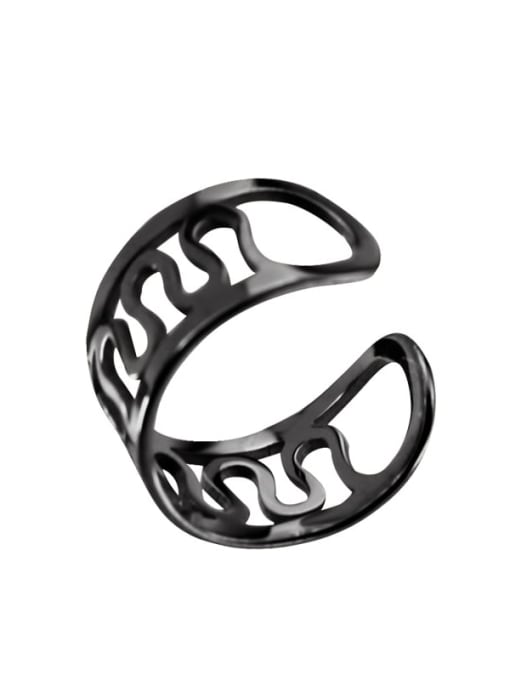 Curved Black Titanium Steel Geometric Minimalist Single Earring(Single-Only One)