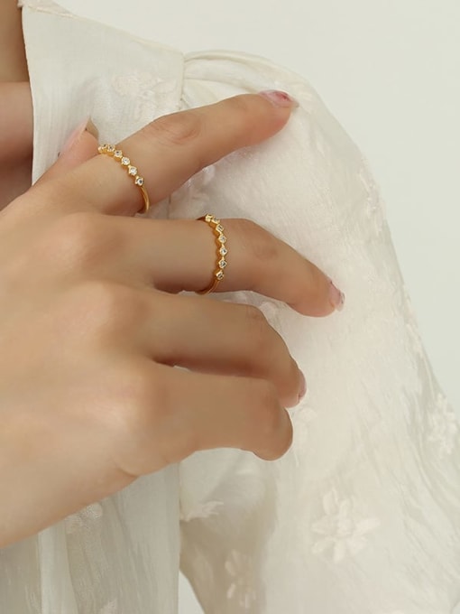 A413 Gold Ring Size 6 Brass Cubic Zirconia Geometric Minimalist Band Ring